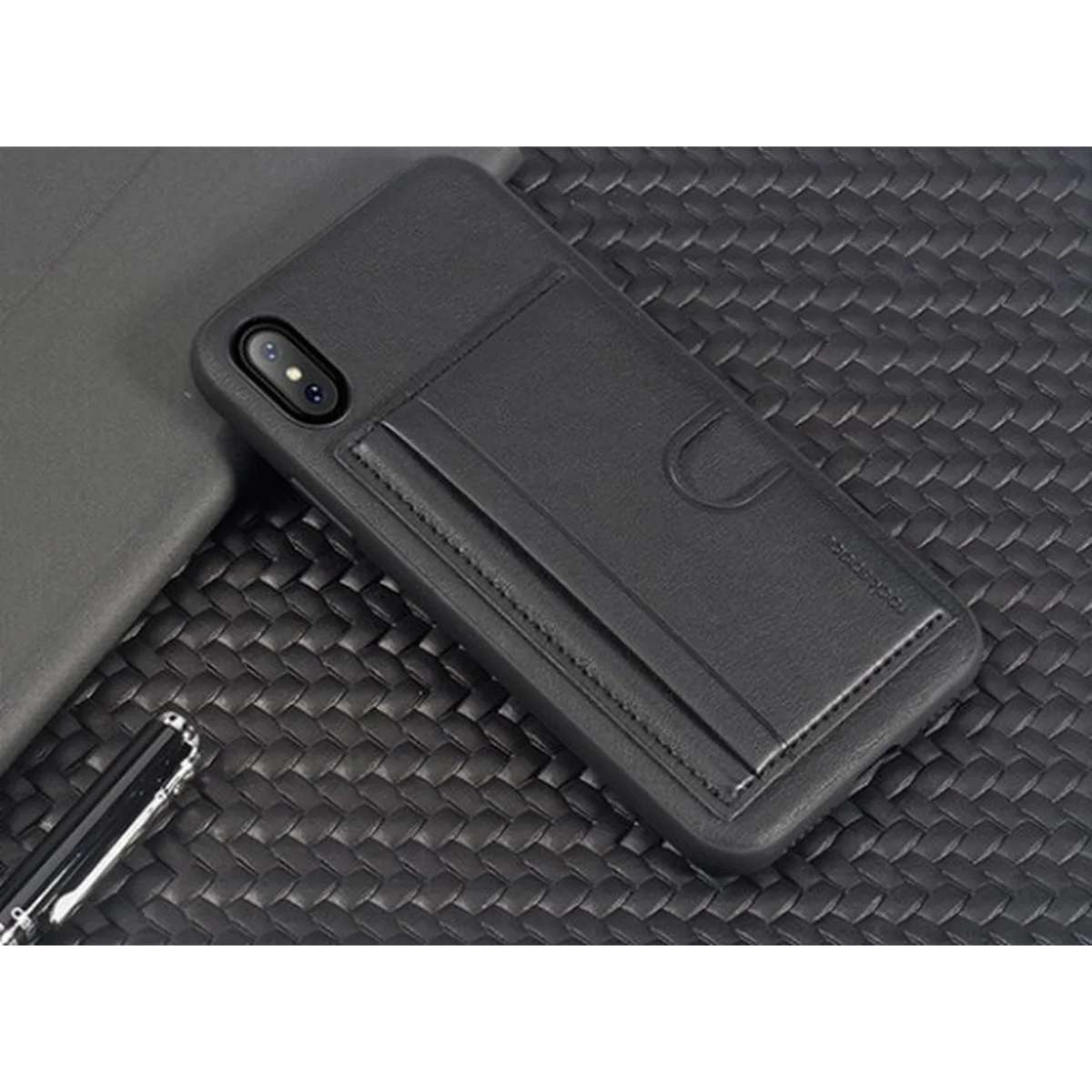 Протиударний чохол "Rock" Cana чорний з кишенею і підставкою для iPhone X / XS