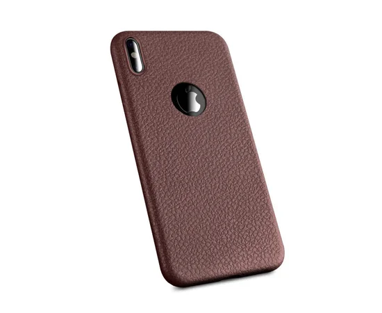 Чехол "Leather texture" силиконовый для iPhone X/XS коричневый