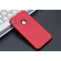 Чехол "Leather texture" силиконовый для iPhone X/XS красный