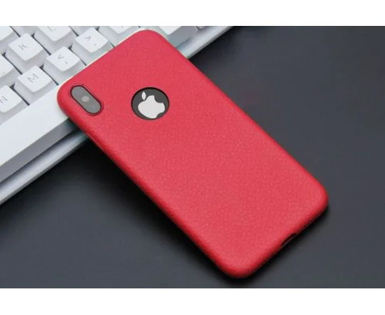 Чехол "Leather texture" силиконовый для iPhone X/XS красный