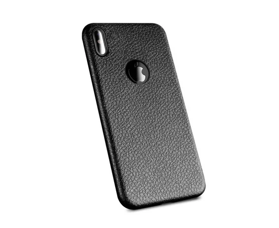 Чехол "Leather texture" силиконовый для iPhone X/XS черный