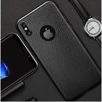 Чохол "Leather texture" силіконовий для iPhone X / XS чорний