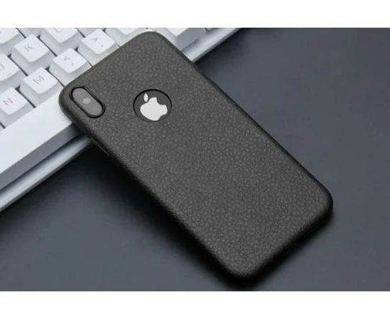 Чехол "Leather texture" силиконовый для iPhone X/XS черный