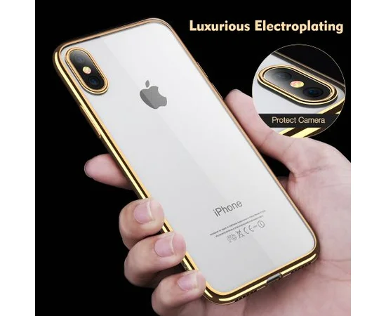 Силиконовый прозрачный чехол "Edging" золотой для iPhone X/XS