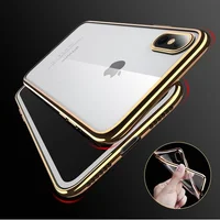 Силіконовий прозорий чохол "Edging" золотий для iPhone X / XS