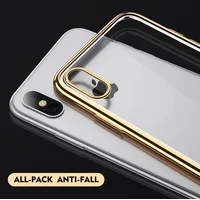 Силіконовий прозорий чохол "Edging" золотий для iPhone X / XS