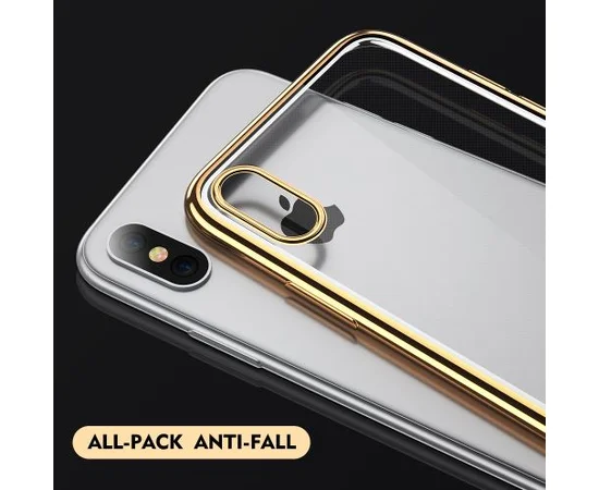 Силиконовый прозрачный чехол "Edging" золотой для iPhone X/XS