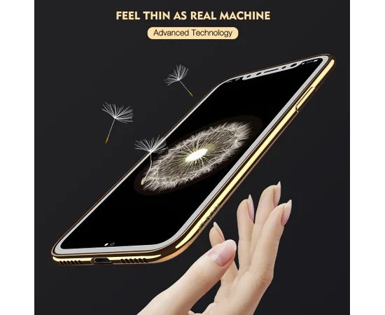 Силиконовый прозрачный чехол "Edging" золотой для iPhone X/XS