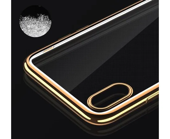 Силиконовый прозрачный чехол "Edging" золотой для iPhone X/XS