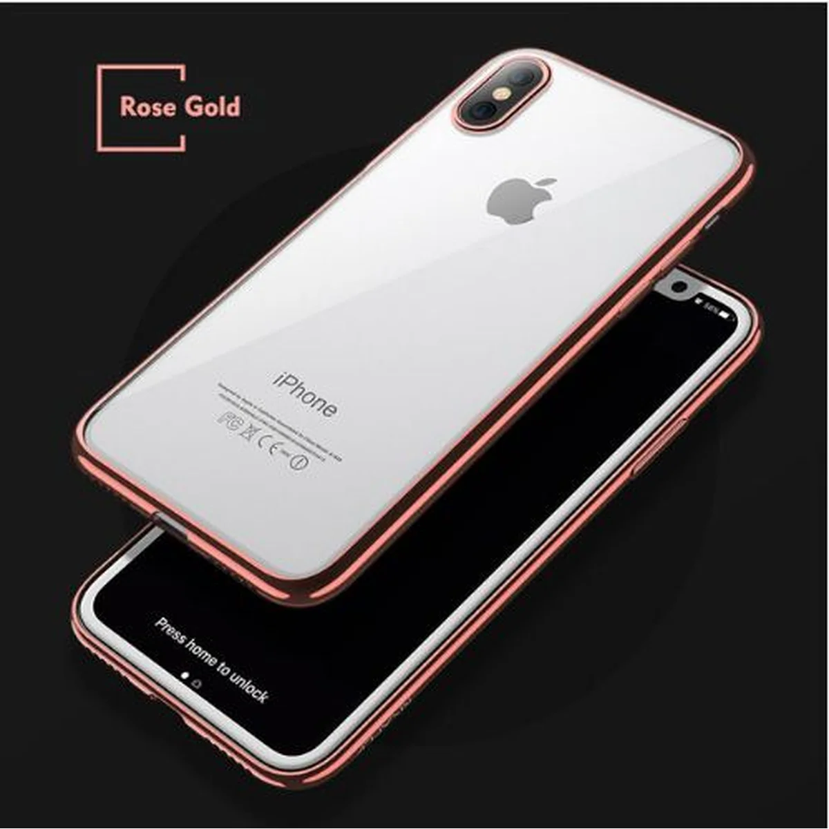Силиконовый прозрачный чехол "Edging" Rose Gold для iPhone X/XS