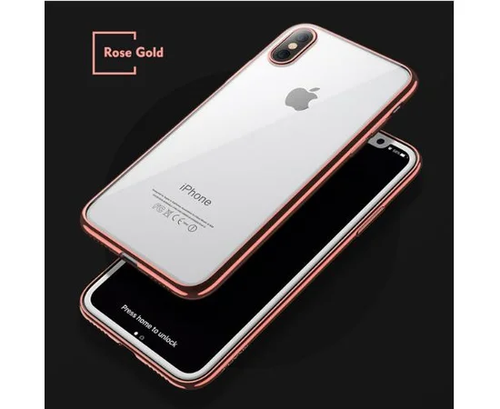 Силиконовый прозрачный чехол "Edging" Rose Gold для iPhone X/XS