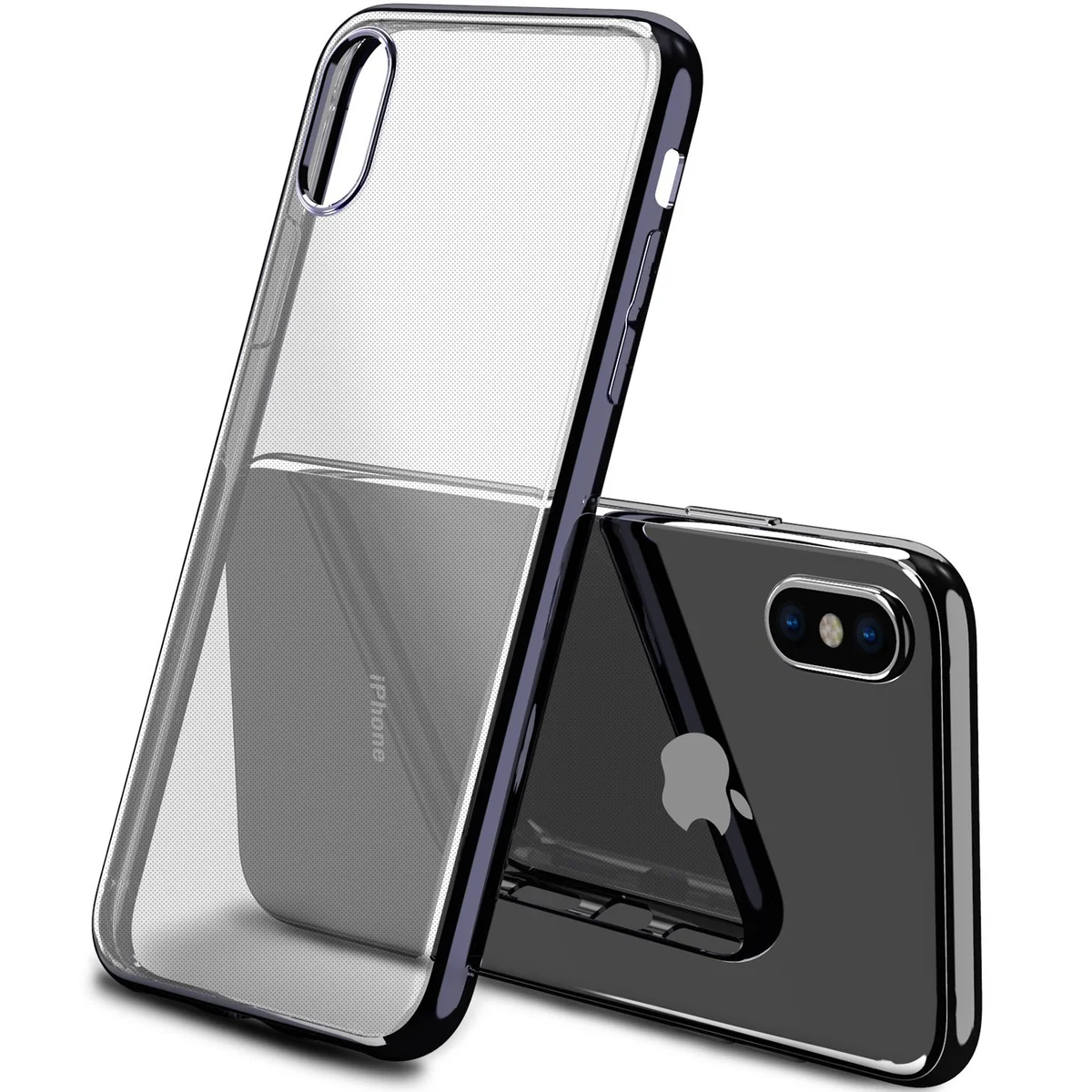 Силиконовый прозрачный чехол "Edging" черный для iPhone X/XS