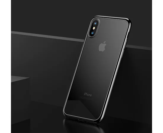 Силиконовый прозрачный чехол "Edging" черный для iPhone X/XS