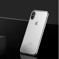 Силиконовый прозрачный чехол "Edging" серебряный для iPhone X/XS