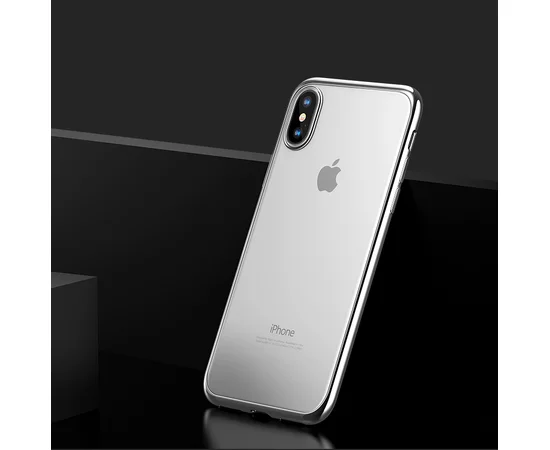 Силиконовый прозрачный чехол "Edging" серебряный для iPhone X/XS