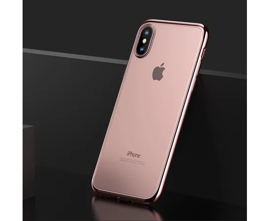 Силиконовый прозрачный чехол "Edging" Rose Gold для iPhone X/XS