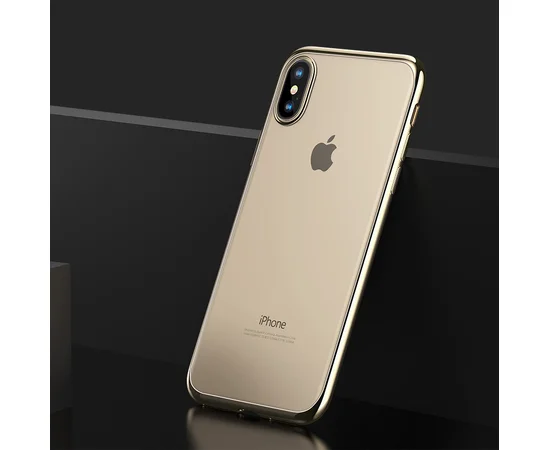 Силиконовый прозрачный чехол "Edging" золотой для iPhone X/XS