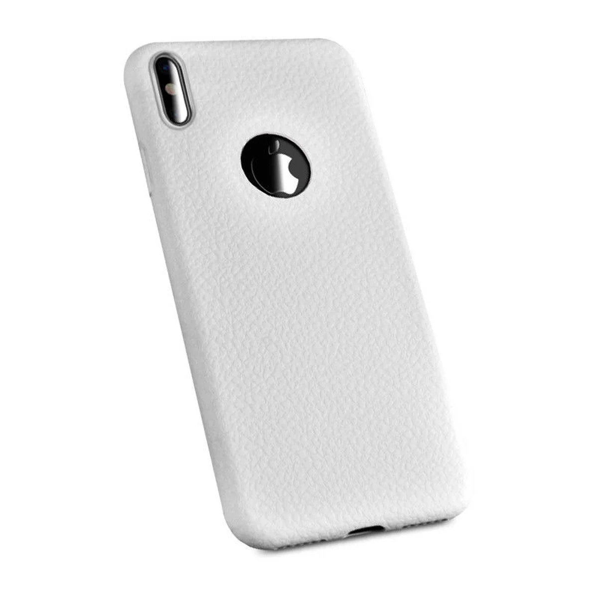 Чехол "Leather texture" силиконовый для iPhone X/XS белый