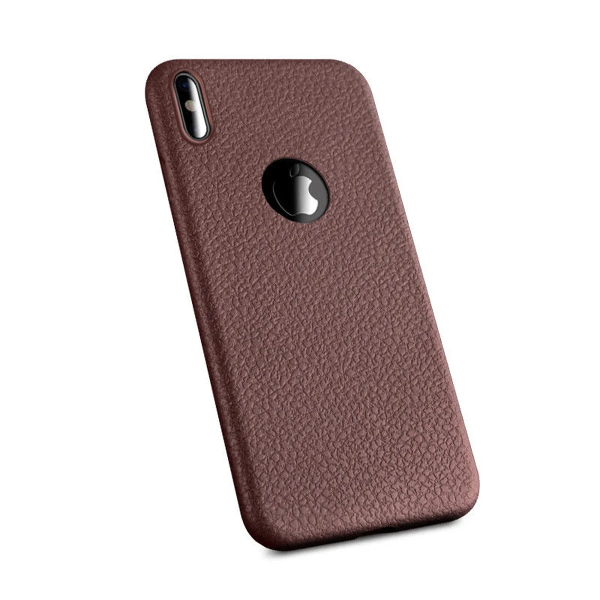 Чохол "Leather texture" силіконовий для iPhone X / XS коричневий