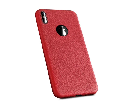 Чехол "Leather texture" силиконовый для iPhone X/XS красный
