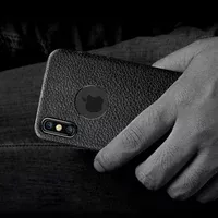 Чехол "Leather texture" силиконовый для iPhone X/XS черный