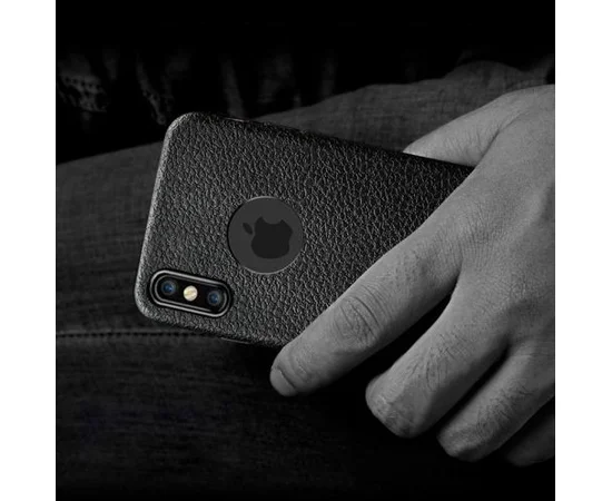 Чохол "Leather texture" силіконовий для iPhone X / XS чорний