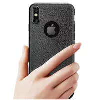 Чехол "Leather texture" силиконовый для iPhone X/XS черный