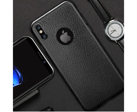 Чохол "Leather texture" силіконовий для iPhone X / XS чорний