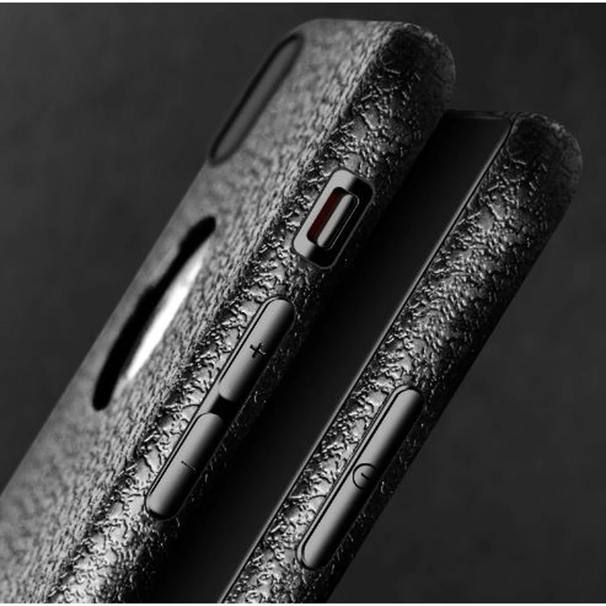 Чехол "Leather texture" силиконовый для iPhone X/XS черный