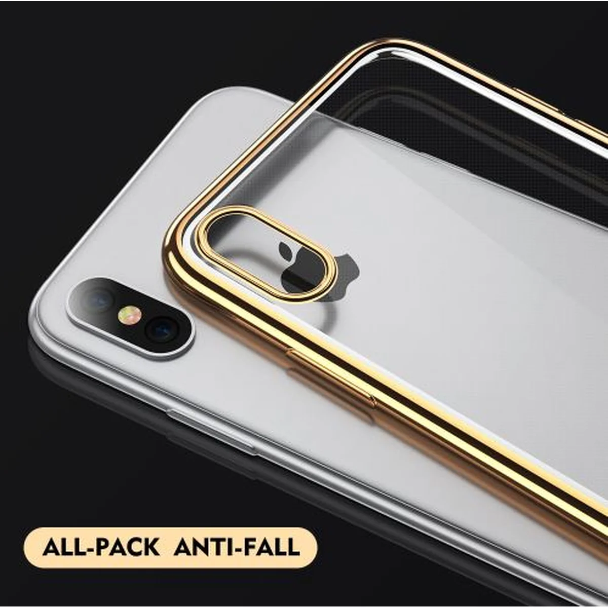 Силиконовый прозрачный чехол "Edging" золотой для iPhone X/XS