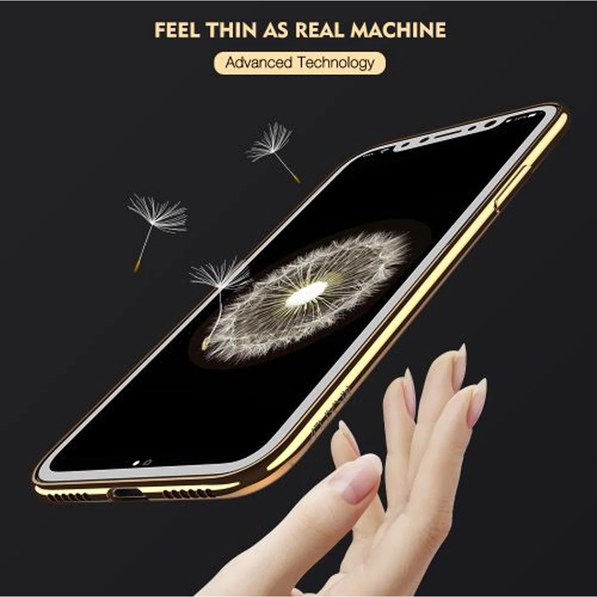 Силиконовый прозрачный чехол "Edging" золотой для iPhone X/XS