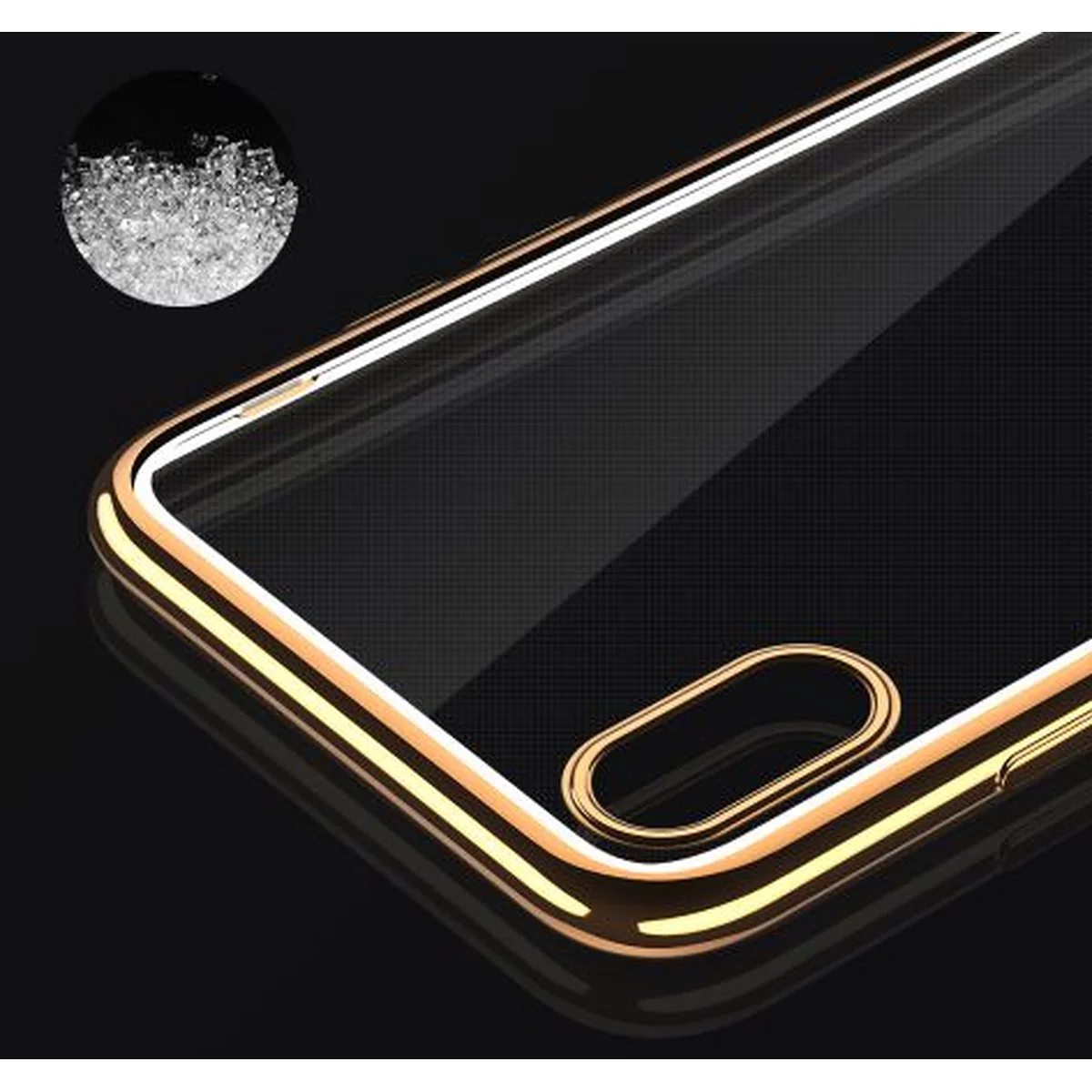 Силиконовый прозрачный чехол "Edging" золотой для iPhone X/XS