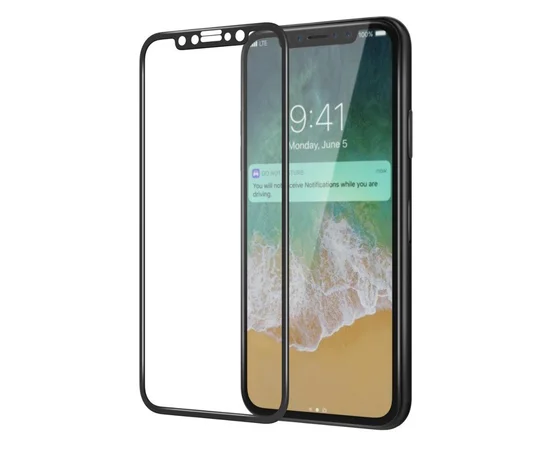 Защитное 5D стекло "Aspor" черное 0.3mm для iPhone X/XS