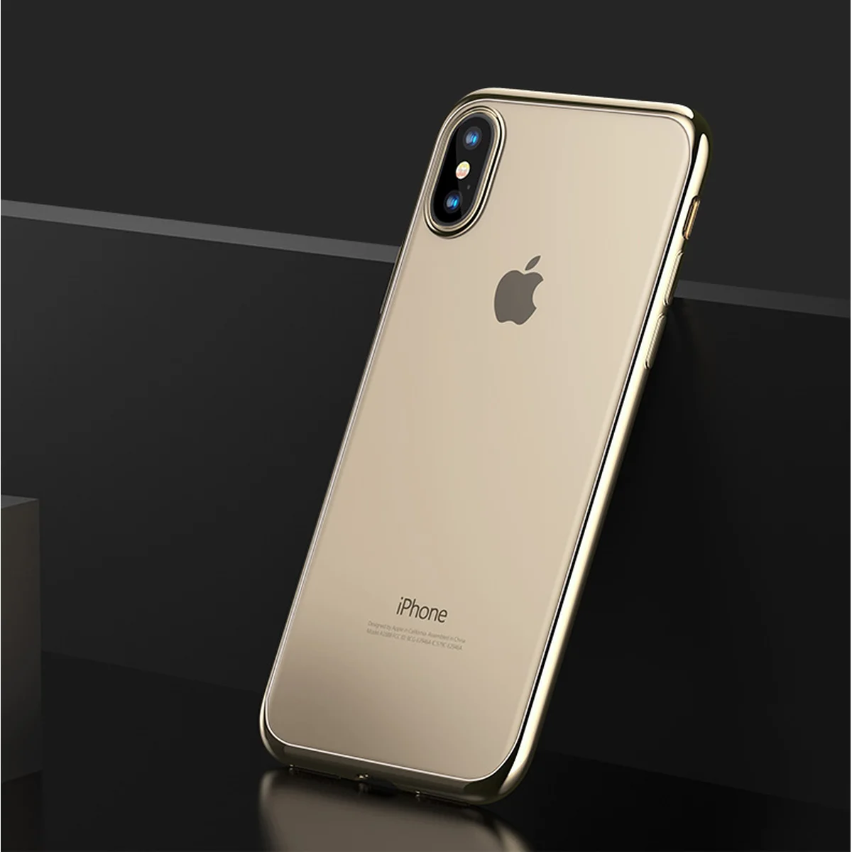 Силиконовый прозрачный чехол "Edging" золотой для iPhone X/XS