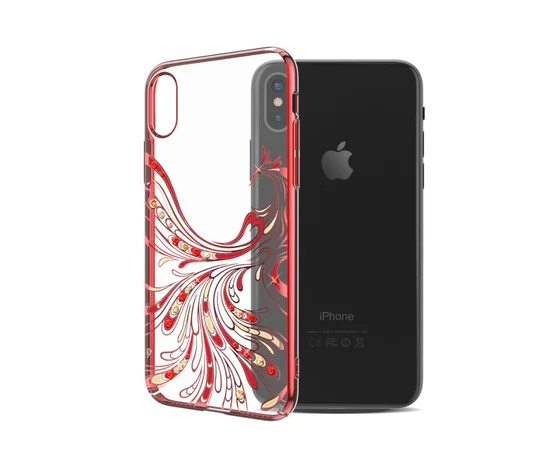Чохол зі стразами SWAROVSKI "Kingxbar" пластиковий для iPhone X / XS Bird червоний