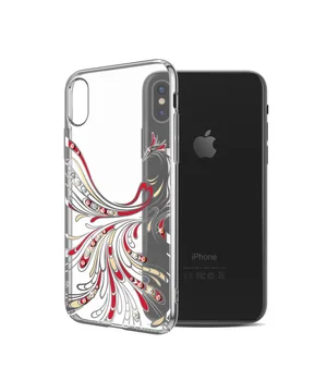 Чохол зі стразами SWAROVSKI "Kingxbar" пластиковий для iPhone X / XS Bird срібний