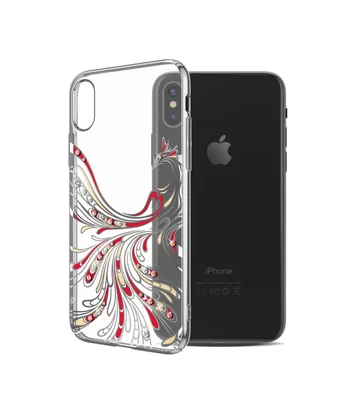 Чехол со стразами SWAROVSKI "Kingxbar" пластиковый для iPhone X/XS Bird серебряный