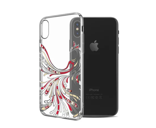 Чехол со стразами SWAROVSKI "Kingxbar" пластиковый для iPhone X/XS Bird серебряный