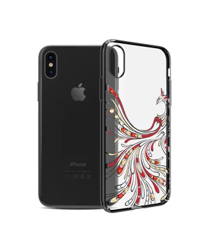 Чохол зі стразами SWAROVSKI "Kingxbar" пластиковий для iPhone X / XS Bird чорний