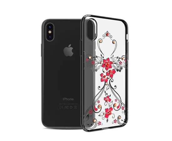 Чохол зі стразами SWAROVSKI "Kingxbar" пластиковий для iPhone X / XS Flower dress чорний