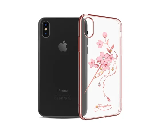 Чохол зі стразами SWAROVSKI "Kingxbar" пластиковий для iPhone X / XS Hairpin Rose Gold