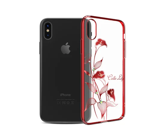Чехол со стразами SWAROVSKI "Kingxbar" пластиковый для iPhone X/XS Galla Lilu красный