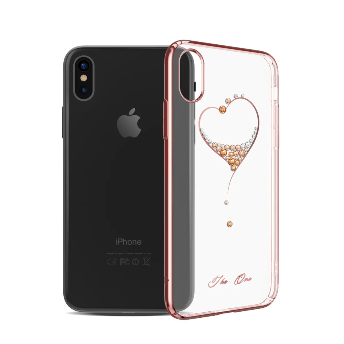 Чехол со стразами SWAROVSKI "Kingxbar" пластиковый для iPhone X/XS Wish Rose Gold