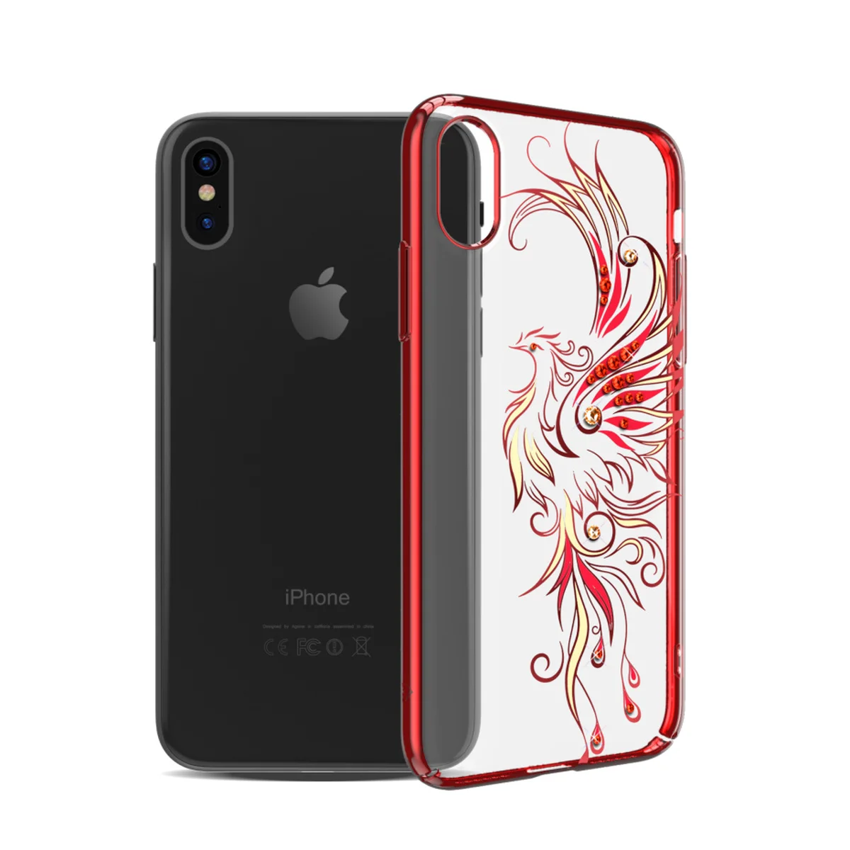 Чохол зі стразами SWAROVSKI "Kingxbar" пластиковий для iPhone X / XS Phoenix червоний