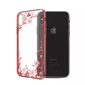 Чехол со стразами SWAROVSKI "Kingxbar" пластиковый для iPhone X/XS Flora красный