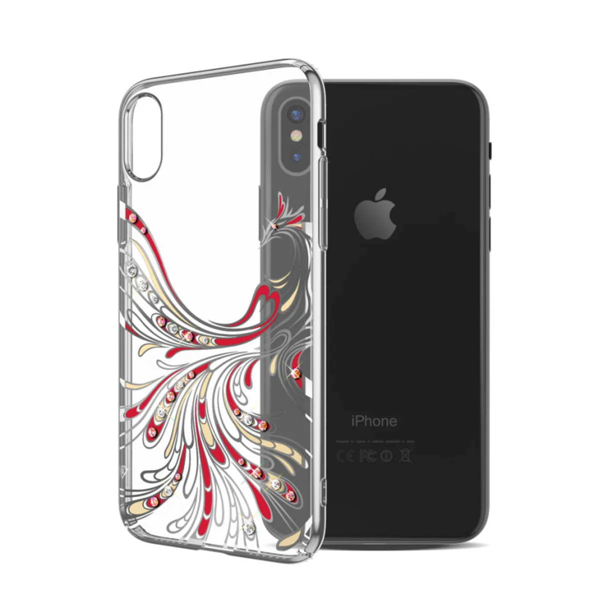 Чохол зі стразами SWAROVSKI "Kingxbar" пластиковий для iPhone X / XS Bird срібний