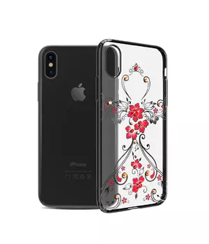 Чехол со стразами SWAROVSKI "Kingxbar" пластиковый для iPhone X/XS Flower dress черный