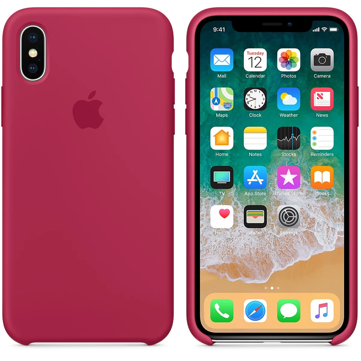 Чехол "Apple" Silicone Case для iPhone X/XS Rose Red (HC)