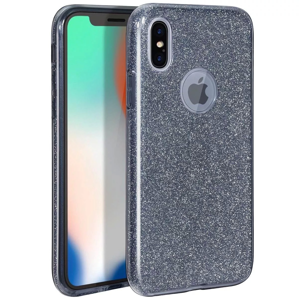 Чехол с блестками "Dazzling shine" силиконовый для iPhone X/XS черный