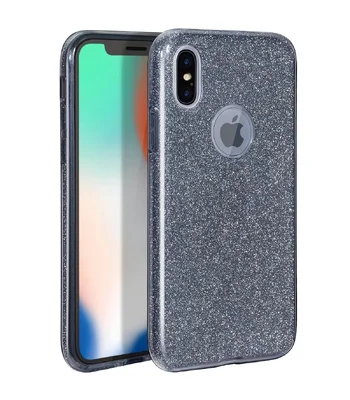 Чехол с блестками "Dazzling shine" силиконовый для iPhone X/XS черный